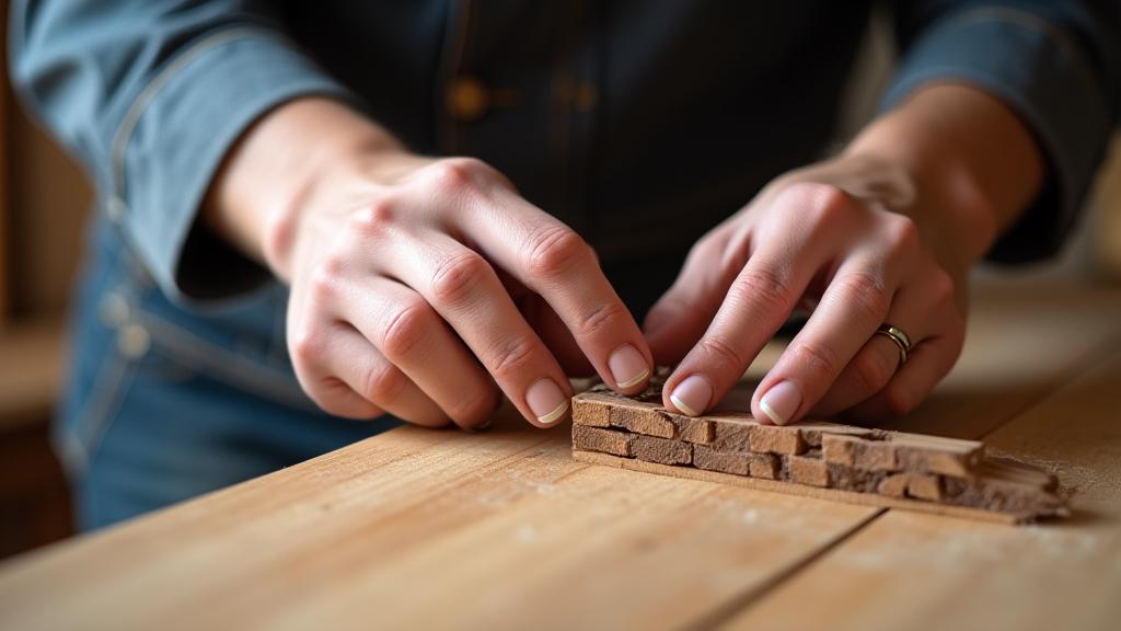 Artisan working on a bespoke wooden furniture piece, detail of craftsmanship